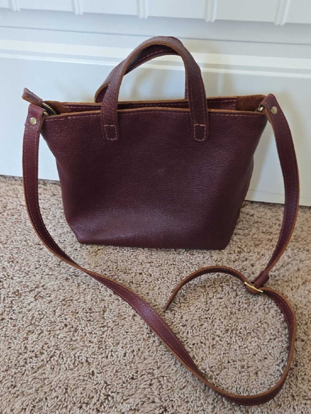 Portland Leather Mini Crossbody Zipper Tote - Picture 2 of 16